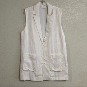 SIR Vest Womens L 3 Linen Long Tunic Patch Pockets Clean Minimalist Quiet Luxury